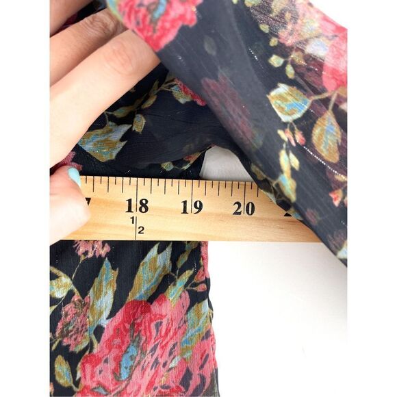 NWT WAYF Nordstrom Liberty Cold Shoulder Chiffon Boho Floral Blouse Size S - Picture 7 of 13